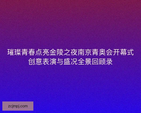 璀璨青春点亮金陵之夜南京青奥会开幕式创意表演与盛况全景回顾录